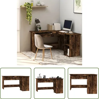 Produktbild von The Living Store Eckschreibtisch Räuchereiche 120x140x75 cm Holzwerkstoff