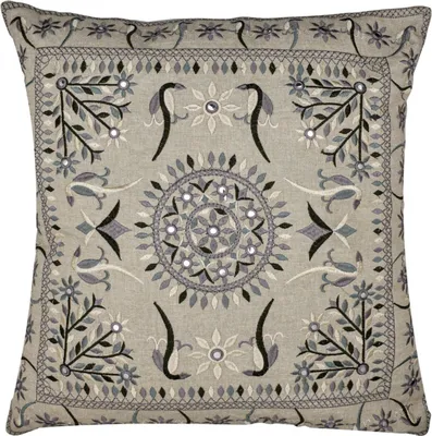 Image de Marrakech Housse de coussin Coussin 50x50 cm grand | Coussin de canapé Coussin douillet en coton brodé comme décoration esthétique de salon sur le fauteuil et le canapé | Coussin décoratif Lodge gris comme coussin de chaise dans la salle à manger