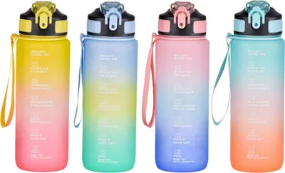 Image de Bouteille avec couvercle et paille Bewinner Coloré 600 ml