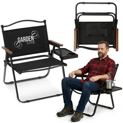 Produktbild von Klappbarer Campingstuhl 52x43x67 cm, Angelstuhl mit Getränkehalter, tragbarer Outdoor Stuhl für Camping, Angeln und Garten