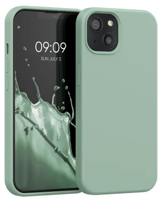 Produktbild von kwmobile Handyhülle für iPhone 13 Hülle, für iPhone 13 Case - Hülle Silikon - kabelloses Laden - Porzellan Grün