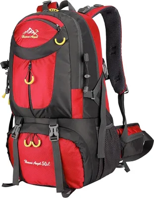 Produktbild von Trekkingrucksack 50L Rot, Großer Wanderrucksack, Reiserucksack für Backpacker