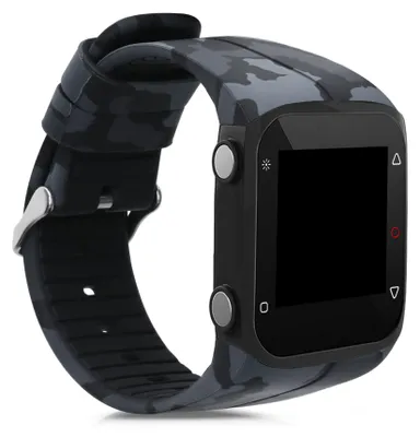 Produktbild von kwmobile Armband kompatibel mit Polar M400 / M430 Armband - Fitnesstracker Sportarmband Band aus TPU und Silikon - Camouflage Dunkelgrau Schwarz