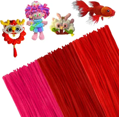 Produktbild von 300 Skt Pfeifenreiniger, 3 Verschiedene Rot Pfeifenputzer Biegeplš¹sch Basteldraht 30cm Pfeifenreiniger Chenilledraht Pfeiffendraht fš¹r Kreative DIY-Projekte und Basteldeko fš¹r Kinder