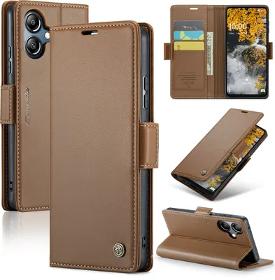 Produktbild von Lederhülle für Samsung Galaxy A06 Brieftasche Kartenfach Schutzhülle mit Standfunktion Braun