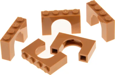 Image de 5x Lego arch brick 1x4x2 medium nougat light brown gate arch castle 6174192 6182