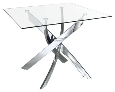 Obrázek produktu pro Čtvercový jídelní stůl z tvrzeného skla a chromované oceli, rozměry 1061 x 130 x 130