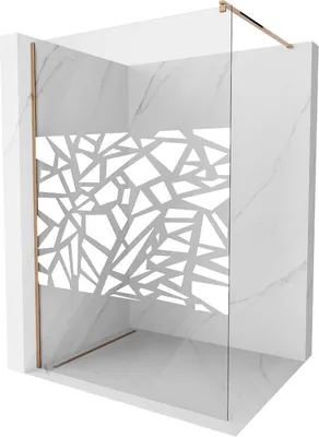Produktbild von Mexen Kioto Duschwand 130 x 200 cm, Transparent/Weißes Design 8 mm, Rosa Gold - 800-130-101-60-85