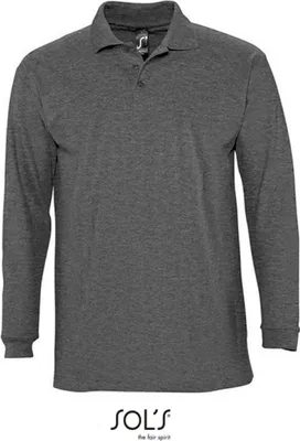Image de SOLs 11353 | Polo homme manches longues hiver II - Couleur : Charcoal Melange - Taille : S