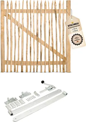 Produktbild von Classic Staketenzaun-Tor Set (silber) aus Edelkastanie, Breite 150 cm, Höhe 150 cm (genagelte Ausführung)