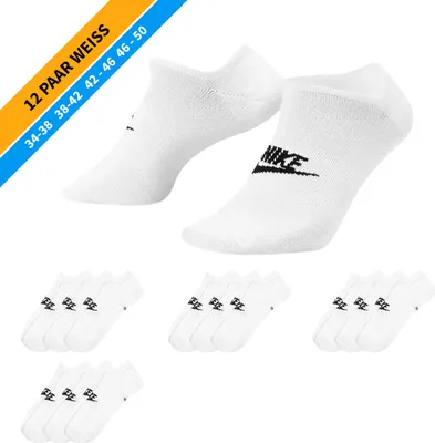 Produktbild von NIKE Socken - Farbe: 12 Paar Weiß Sneaker Socken - Größe: 46-50
