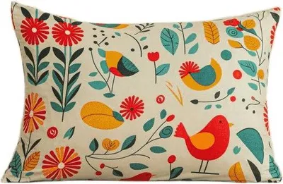 Produktbild von Dekorativer Kissenbezug RETRO VOGEL 50x70 cm, bunt