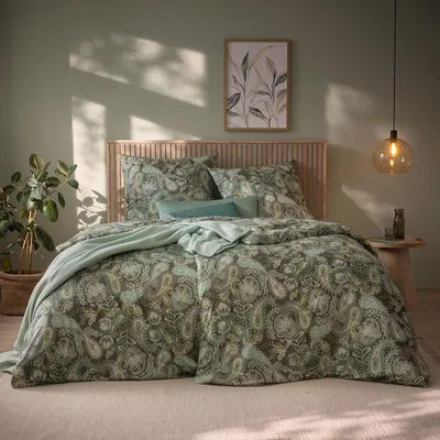 Produktbild von Estella Mako Interlock Jersey Bettwäsche Elisabeth oliv 135x200 cm + 80x80 cm