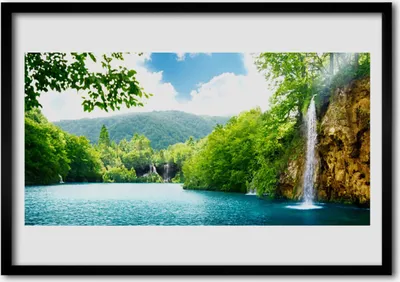 Produktbild von Bild 100x70 MDF-Rahmen Wandkunst Wasserfall See Natur
