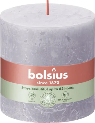 Produktbild von Bolsius Rustik Stumpenkerzen gefrorenes Lavendel, Höhe: 10 cm, Ø 10 cm