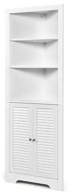 Image de Meuble de salle de bain Hoekopberger - Armoire d'angle - Meuble de rangement - Armoire de salle de bain - Rangement - MDF blanc - 3 étagères ouvertes