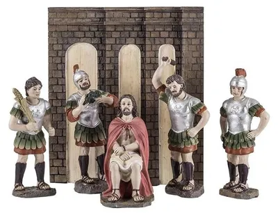Harzfigur Ecce Homo, handbemalt, 17 cm