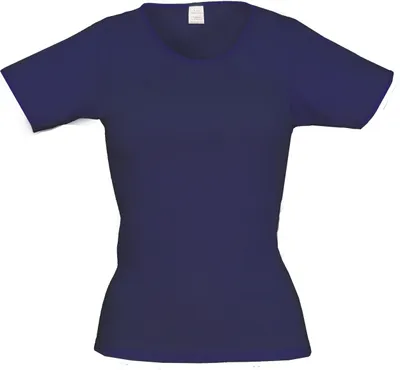 Produktbild von wobera Angora Damen-Unterhemd mit halbem Arm oder T-Shirt mit 40% Angora und 60% Baumwolle (Gr. L, Farbe: Marine)