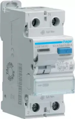 Immagine prodotto di Interruttore differenziale Hager 2P 10kA 63A 30mA tipo F CDF563D