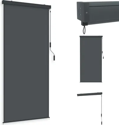 Image de UISEBRT 120×250cm Anthracite Store vertical Store extérieur pour terrasse et balcon, store vertical avec manivelle, résistant aux UV, protection solaire pour fenêtres
