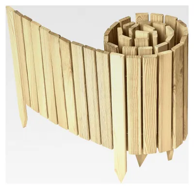 Produktbild von Beeteinfassung Holz Rollzaun 40 cm x 200 cm imprägniert flexibler Rollborder Rasenkante Palisade Gartenzaun Umzäunung für Garten, Natur (nicht imprägniert)