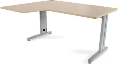 Produktbild von Schreibtisch Metal L-Form links 160x120x72cm Platte einstellbar Gestell grau Platte Melamin buche.