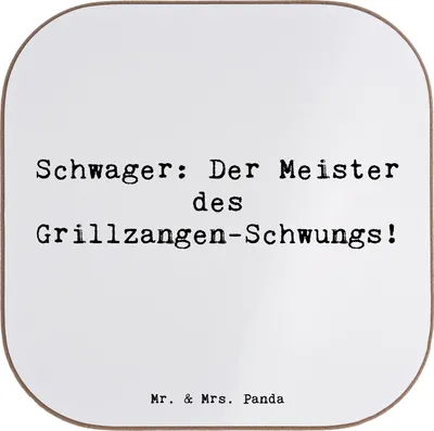 Produktbild von Mr. & Mrs. Panda Tassenuntersetzer Spruch Schwager Grillmeister - Weiß - Geschenk, Untersetzer Gläser, Lächeln, Familie, Verwandtschaft, für, persönliche Erinnerungen