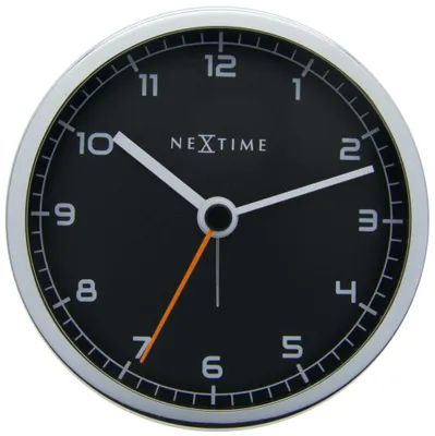 Wecker analog, leise, 9 cm, schwarz, Metallgehäuse