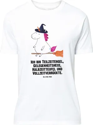 Produktbild von Mr. & Mrs. Panda Größe M T-Shirt Einhorn Hexe - Weiß - Geschenk, Engel, Herren, Ehefrau, Teufel, Shirt, Tshirt, Frau, mit Spruch, Einhörner, Unicorn