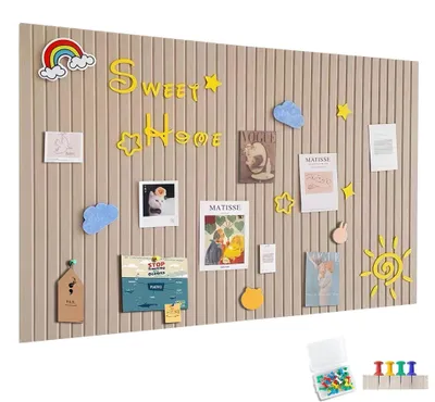 Produktbild von Große Pinnwand - Filzpinnwand - Selbstklebend - 12 Paneele - Inklusive 30 Stecknadeln - 120 x 90 cm - Wanddekoration für Büro - Bulletinboard