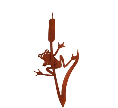 Produktbild von UNUS® Gartenstecker Frosch an Schilf rost Groß Rostoptik Gartendekoration