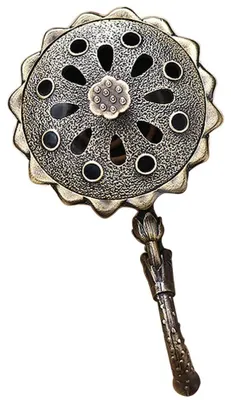 Räucherstäbchenhalter Messing Lotus mit Henkel, 1 Stück, 9,5 cm