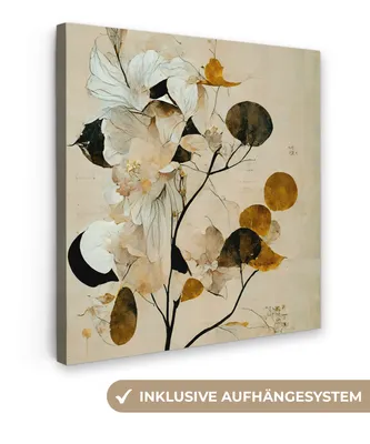 Produktbild von MuchoWow® - Leinwandbilder - Blumen - Blätter - Baum - Pastell, Wandbild, Wanddeko Bilder Wohnzimmer, 20x20 cm