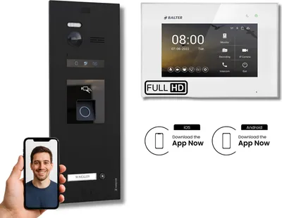 Produktbild von BALTER EVO HD Schwarz Video Türsprechanlage Fingerprint Set 1 Teilnehmer 7" WLAN Monitor Weiß