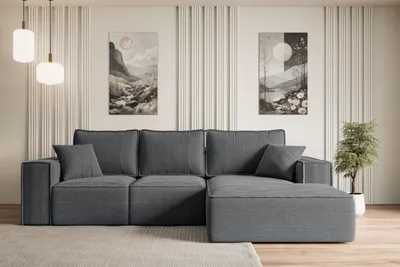 Produktbild von ALTDECOR Ecksofa mit Schlaffunktion und Bettkasten SERRA-L-S - 266x161x87 cm Duneklgrau - Corner Sofa Bett Eckcouch Couch L-Form Schlafcouch Ausziehbar Wohnlandschaft Schlafsofa Cauchsofa