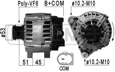 Obrázok produktu pre ERA 210877A Alternátor LiMa 150 A, 14 V pre FORD Fiesta Mk6 hatchback (JA8, JR8), FOCUS III kombi, Kuga Mk2 (DM2), MONDEO IV kombi (BA7)