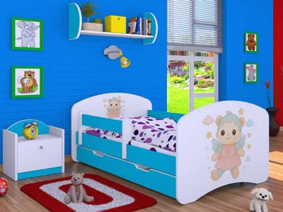 Produktbild von BDW, Kinderbett mit Matratze, Lattenrost, Schublade, LABU, Blau, 140x70