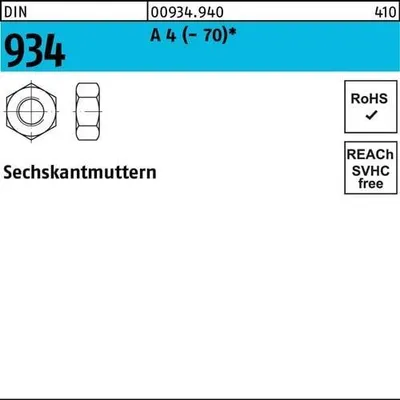 Produktbild von Reyher  934 V4a 6kt.Muttern M 24 (10 Stück)