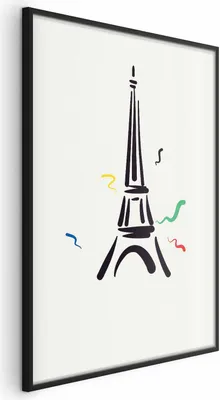 Produktbild von Posterpapier Poster - Black Illustration of the Eiffel Tower on a Light Background 21x30 cm Abstrakt i-B-10059-ao-a
