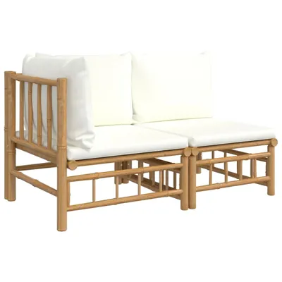 Obrázek produktu pro vidaXL 2dílná zahradní lehátková souprava s krémově bílými polštáři Bamboo