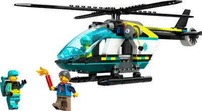 Produktbild von LEGO City Rettungshubschrauber, Hubschrauber-Spielzeug für Kinder, Helikopter mit Seilwinde, Rotoren und 3 Figuren inkl. Pilot, Wanderer und Luftretter, Geschenk für 6-jährige Jungs und Mädchen 60405