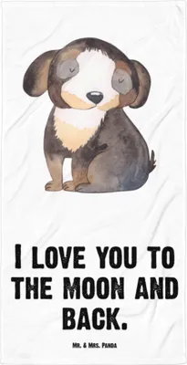 Produktbild von Mr. & Mrs. Panda Badelaken Hund Entspannen - Weiß - Geschenk, Strandtuch, flauschiges Handtuch, Hundeglück, Duschtuch, Liebe, Strandlaken, Badehandtuch, Treue, Sprüche
