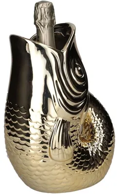 Produktbild von Gift Company Weinkühler Vase Karaffe Monsieur Glacon Fisch Gold