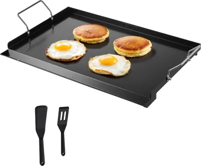 Zdjęcie produktu dla VEVOR płyta grillowa patelnia grillowa ze stali węglowej uniwersalna prostokątna płyta (606 x 360 mm) z płaskim blatem, płyta grillowa gazowa do grilla BBQ teppanyaki, przenośne rodzinne naczynia kuchenne z uchwytem