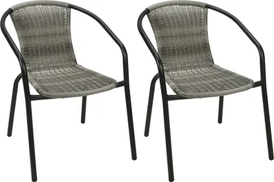 Stabiler Polyrattan Bistrostuhl Stapelstuhl Grau meliert / schwarz
