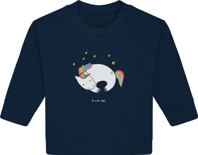 Produktbild von Mr. & Mrs. Panda Organic Baby Pullover Einhorn Nacht 6. - 12. Monat - French Navy - Geschenk, Freundin, Menschen, Unicorn, Einhörner, Bullover