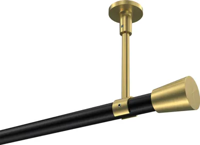 Produktbild von Interdeco Gardinenstange / Vorhangstange Schwarz / Messing-Optik, Typ Sonette Sitra (Konus) ohne Ringe, Deckenmontage, 20 mm Ø 1-läufig, 260 cm
