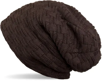 Produktbild von styleBREAKER Feinstrick Longbeanie Mütze mit Flecht Muster und warmem Fleece Innenfutter | Winter Strickmütze Uni elastisch weich bequem warm