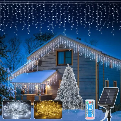 Obrázok produktu pre Jayseuw 2x 5M 198LEDs solárne rozprávkové svetlá vonkajšie LED rozprávkové svetlá LED rozprávkové svetlá vianočné svetlá IP44 vodotesné studené biele