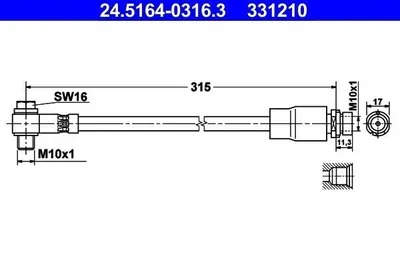 Produktbild von ATE 24.5164-0316.3 Bremsschlauch Hinten Links für FORD MONDEO II Kombi (BNP)